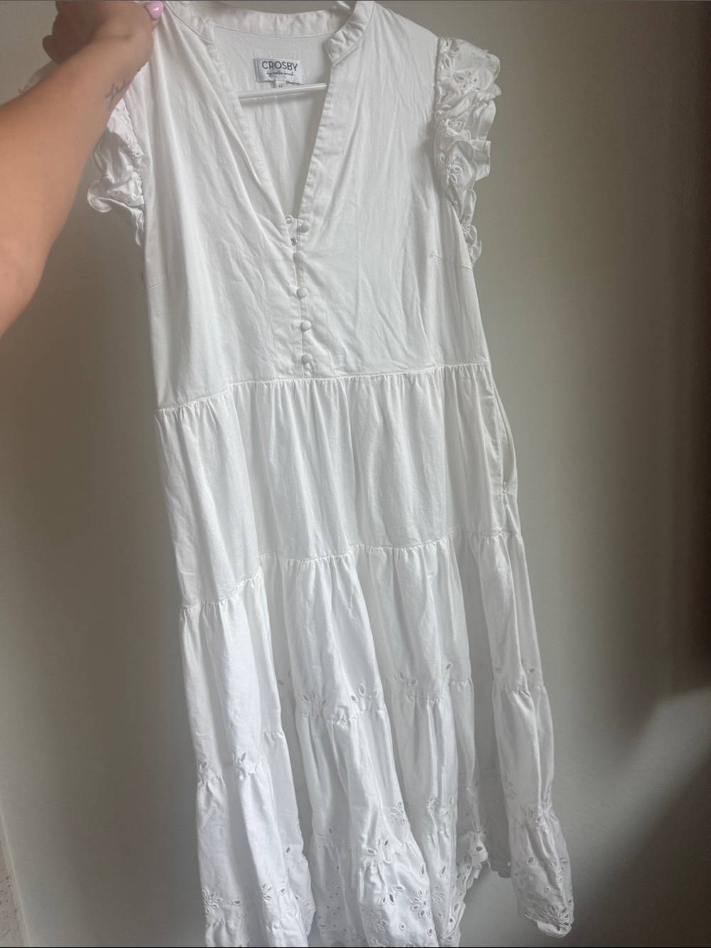47. crosby. White Tiered Eyelet Cotton Dress